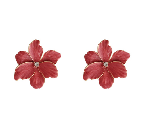 Red Flower Earring