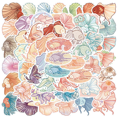 Betta Fish Vinly Sticker 50pc