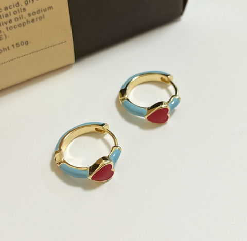 Red Heart Blue Earring