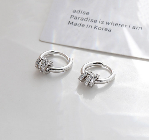 Three Crystal Hoop Earring