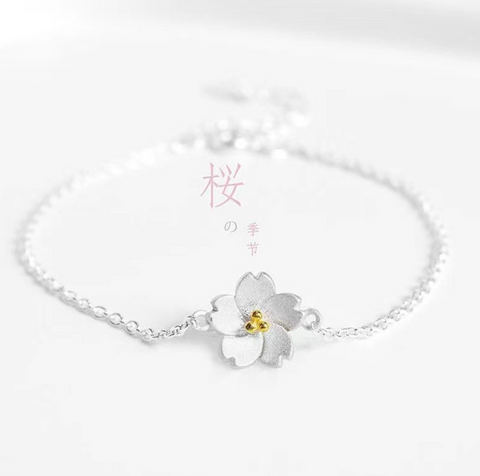 Silver Sakura Bracelet 19cm