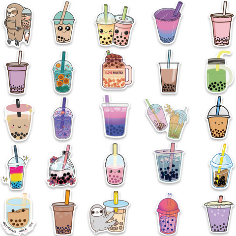Bubble Tea Vinyl Stickers 50pc