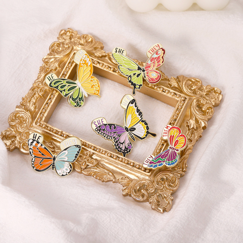 Butterfly Pronoun Pin