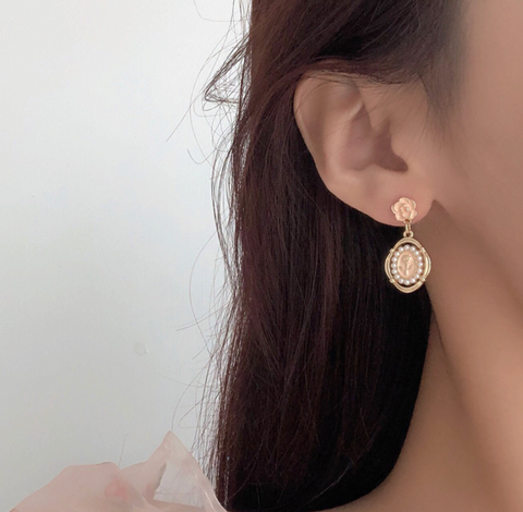 Pink Rose Dangle Earring