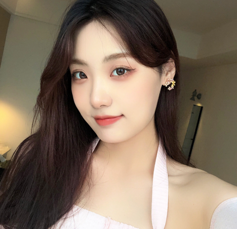 Crystal Flower Red Dot Earring