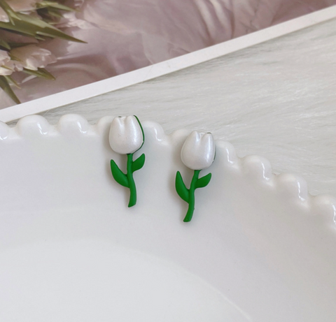 White Tulip Earring