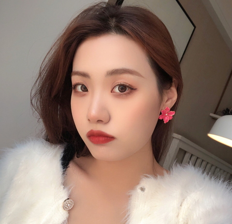 Red Flower Earring