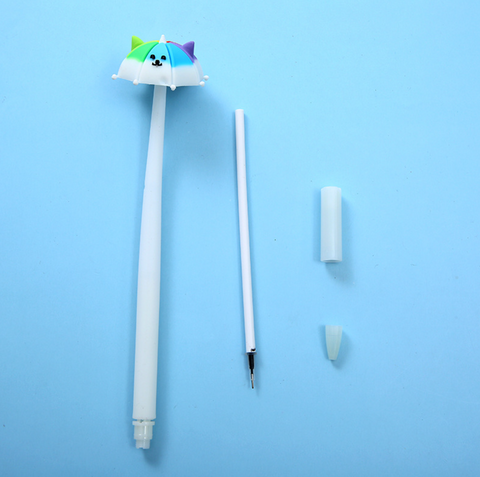 Rainbow Cat Umbrella Gel Ink Pen Black 0.5mm