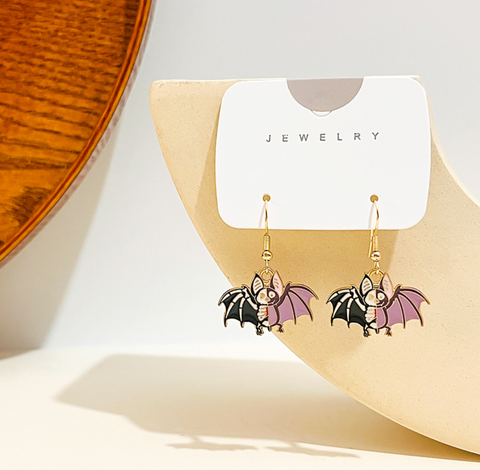 Skeleton Bat Dangle Earring