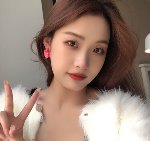 Red Flower Earring