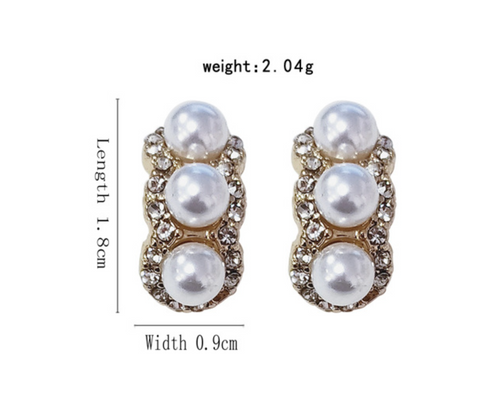 Three Pearl Oval Earring