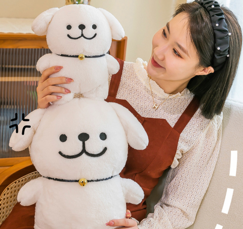 White Bell Dog Plush 25cm
