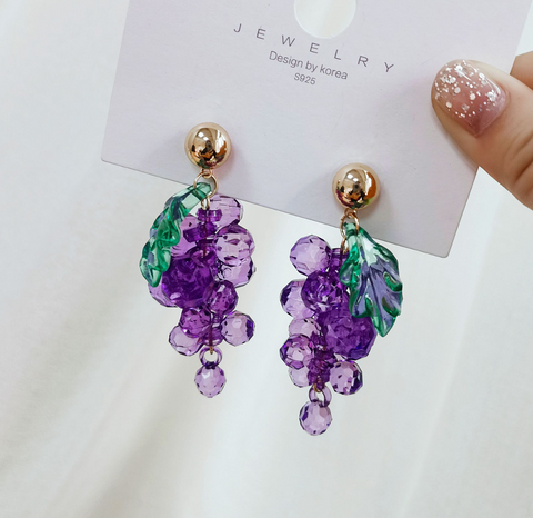 Purple Grape Dangle Earring