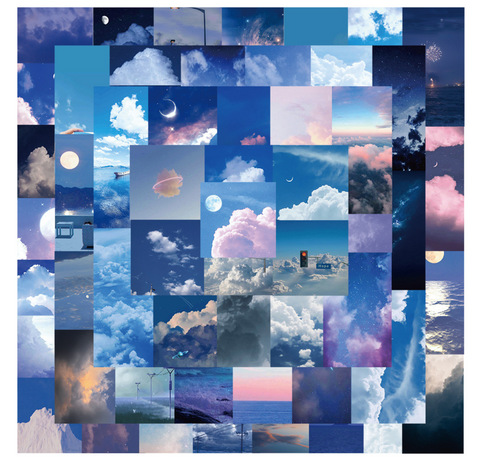 Blue Cloud Sky Stickers 56pc