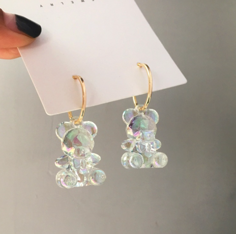 Clear Jelly Bear Earring