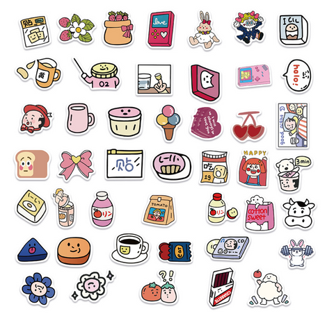 Cartoon Faces Stickers 50pc