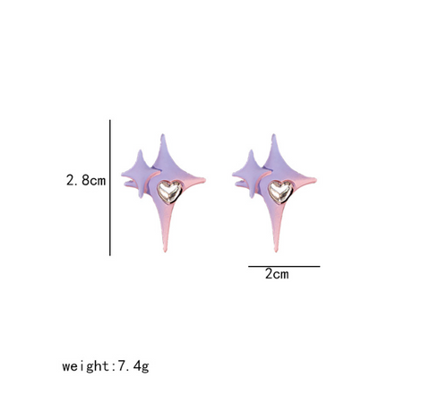 Purple Pink Star Stud Earring