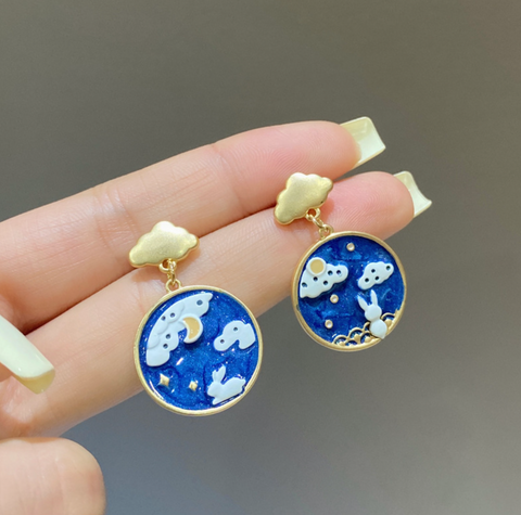 Rabbit and Moon Earring