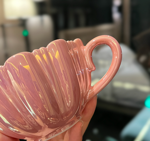 Flower Petal Ceramic Cup and Saucer