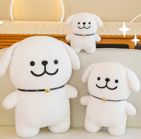 White Bell Dog Plush 25cm