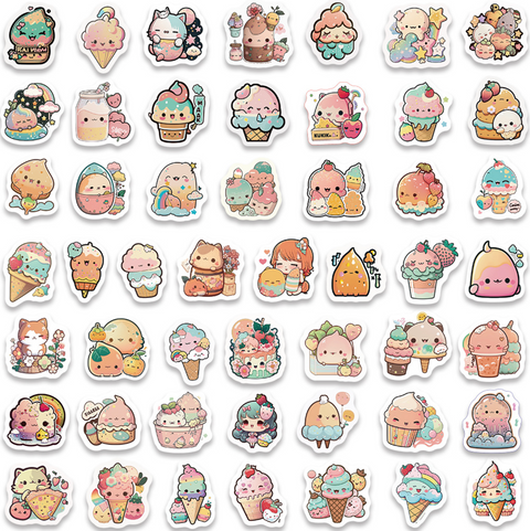 Ice Cream Vinyl Sticker 50pc