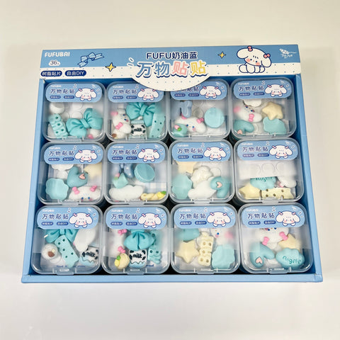 Cream Blue Sticker Patches Set