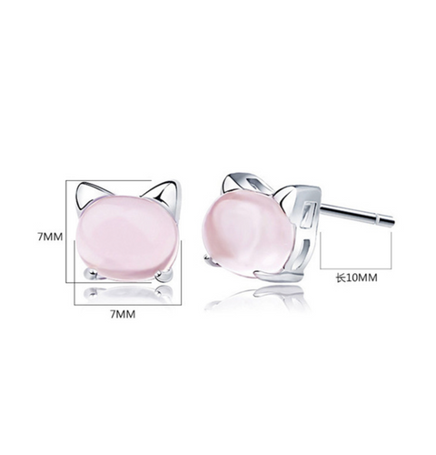 Sweet Cat Pink Stud Earring