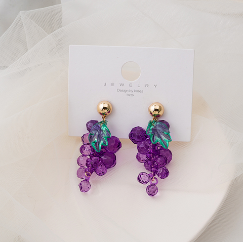 Purple Grape Dangle Earring