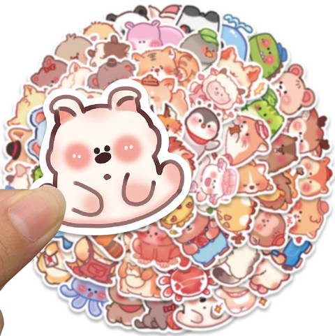 Sweet Animal Vinyl Stickers 60pc