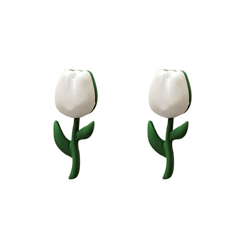 White Tulip Earring