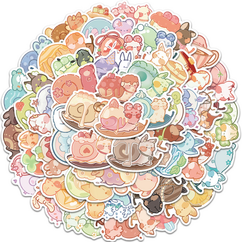 Dessert Snail Vinyl Sticker 50pc