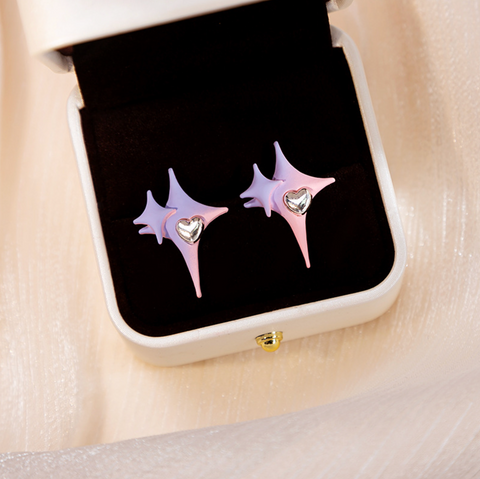 Purple Pink Star Stud Earring