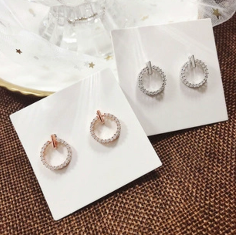 Crystal Gold Circle Clip Earring