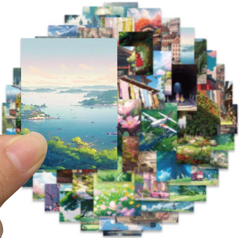 Studio Ghibli Inspired Scenery Vinyl Sticker 60pc