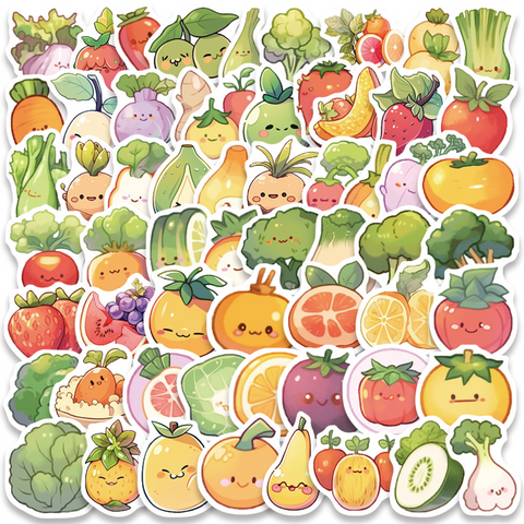 Cute Fruit and Vegetables Stickers 60pc