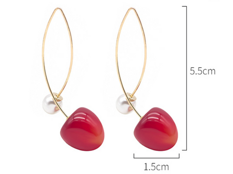 Pearl Red Cherry Dangle Earring