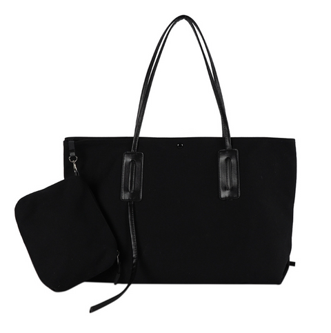 Canvas Tote/Leather Strap and Pouch