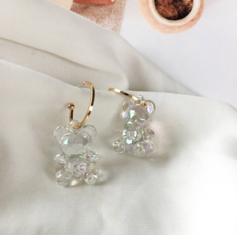 Clear Jelly Bear Earring
