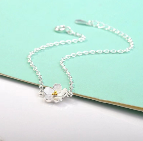 Silver Sakura Bracelet 19cm