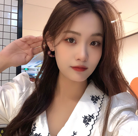 Red Flower Hoop Earring