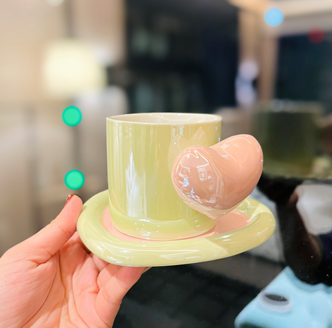 Heart Ceramic Cup and Saucer
