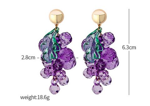 Purple Grape Dangle Earring