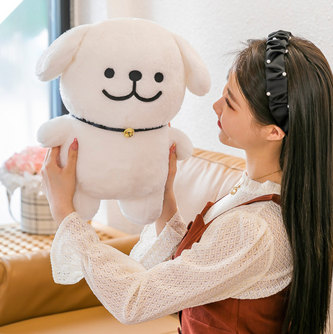 White Bell Dog Plush 25cm