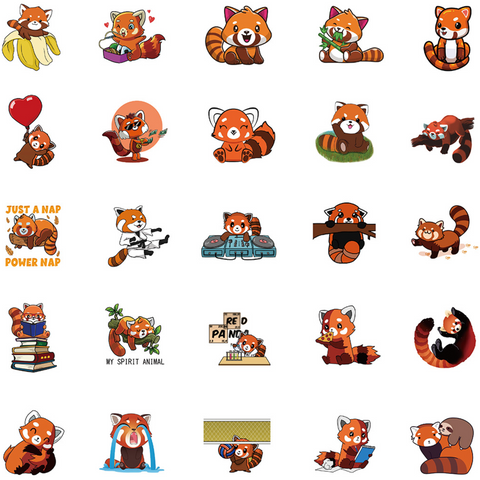 Red Panda Vinyl Sticker 50pc