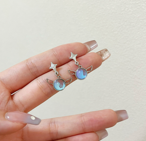 Circle Wing Star Earring