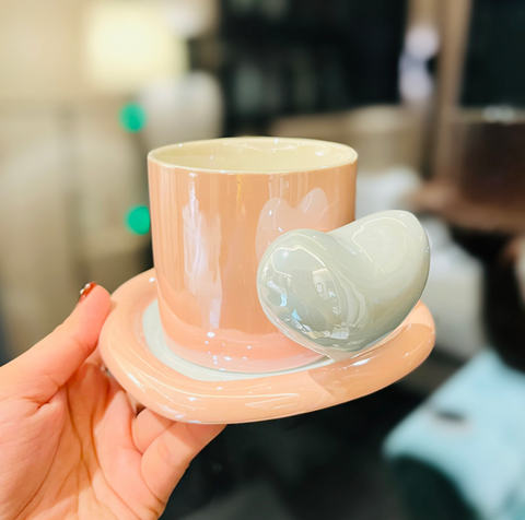 Heart Ceramic Cup and Saucer