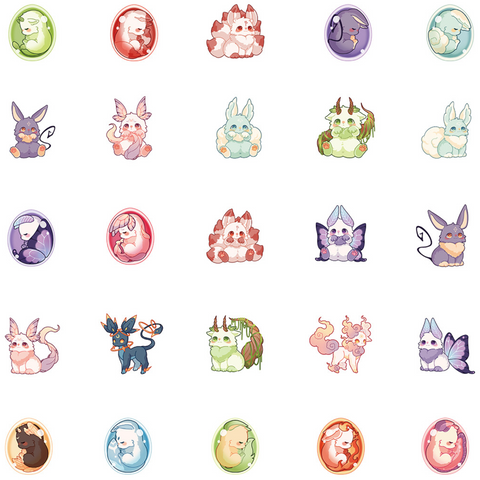 Cute Eeveelutions Vinyl Sticker 50pc