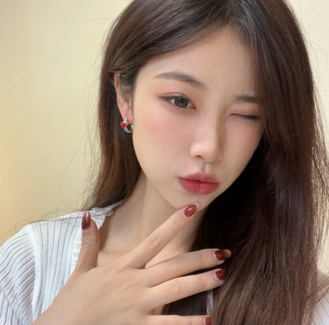 Red Heart Blue Earring