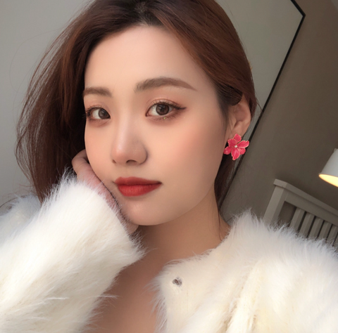 Red Flower Earring