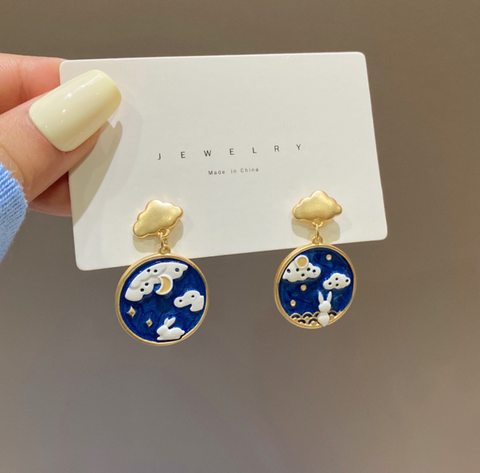 Rabbit and Moon Earring